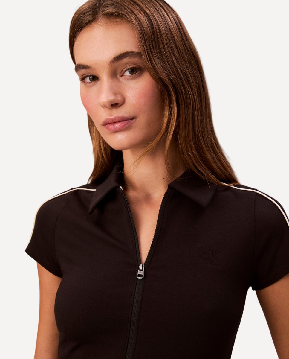 T-shirt com Fecho de Correr Preto-2