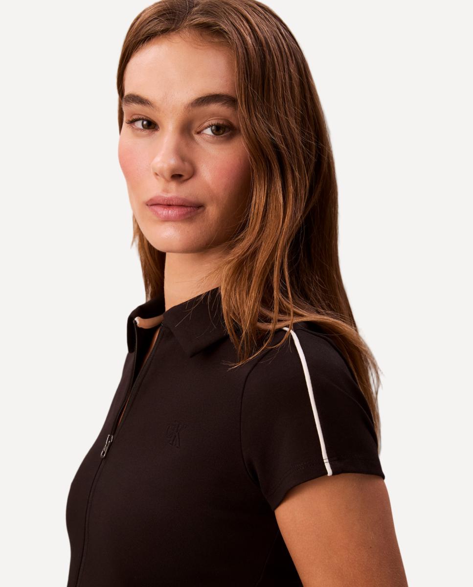 T-shirt com Fecho de Correr Preto-4