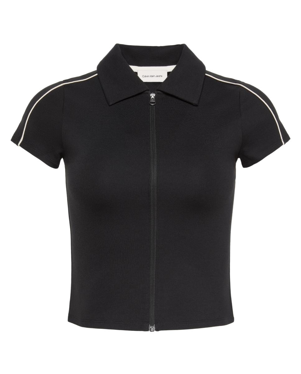 T-shirt com Fecho de Correr Preto-6