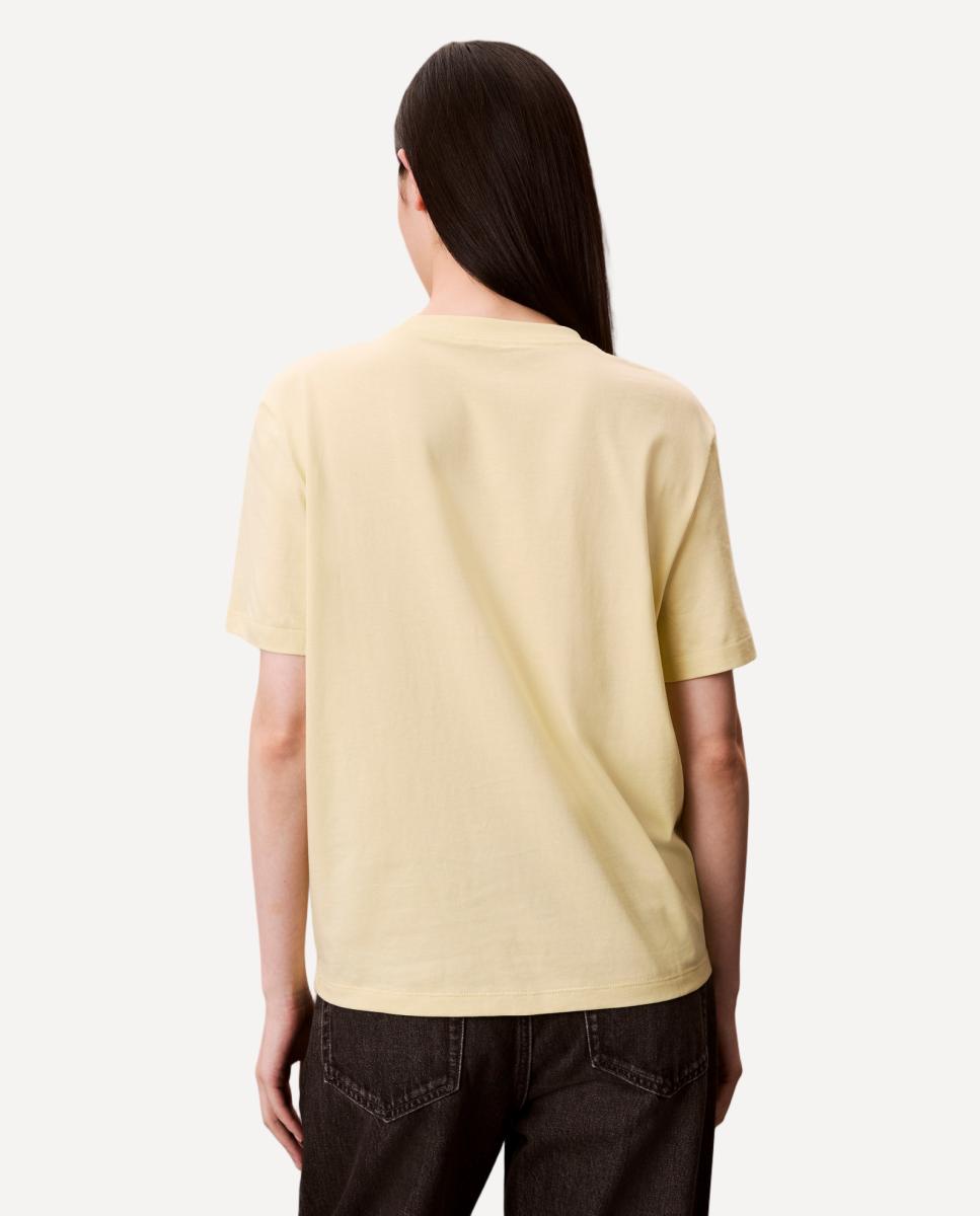 T-shirt com Logótipo Cursivo Amarelo-4