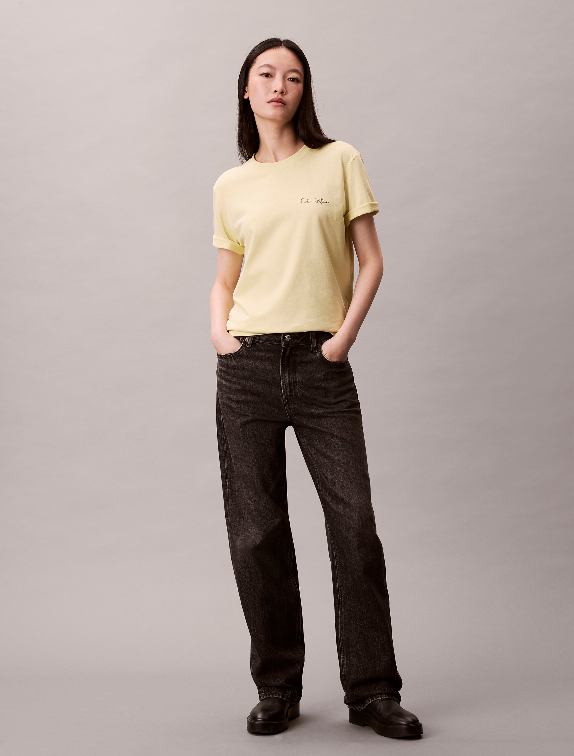 T-shirt com Logótipo Cursivo Amarelo-6