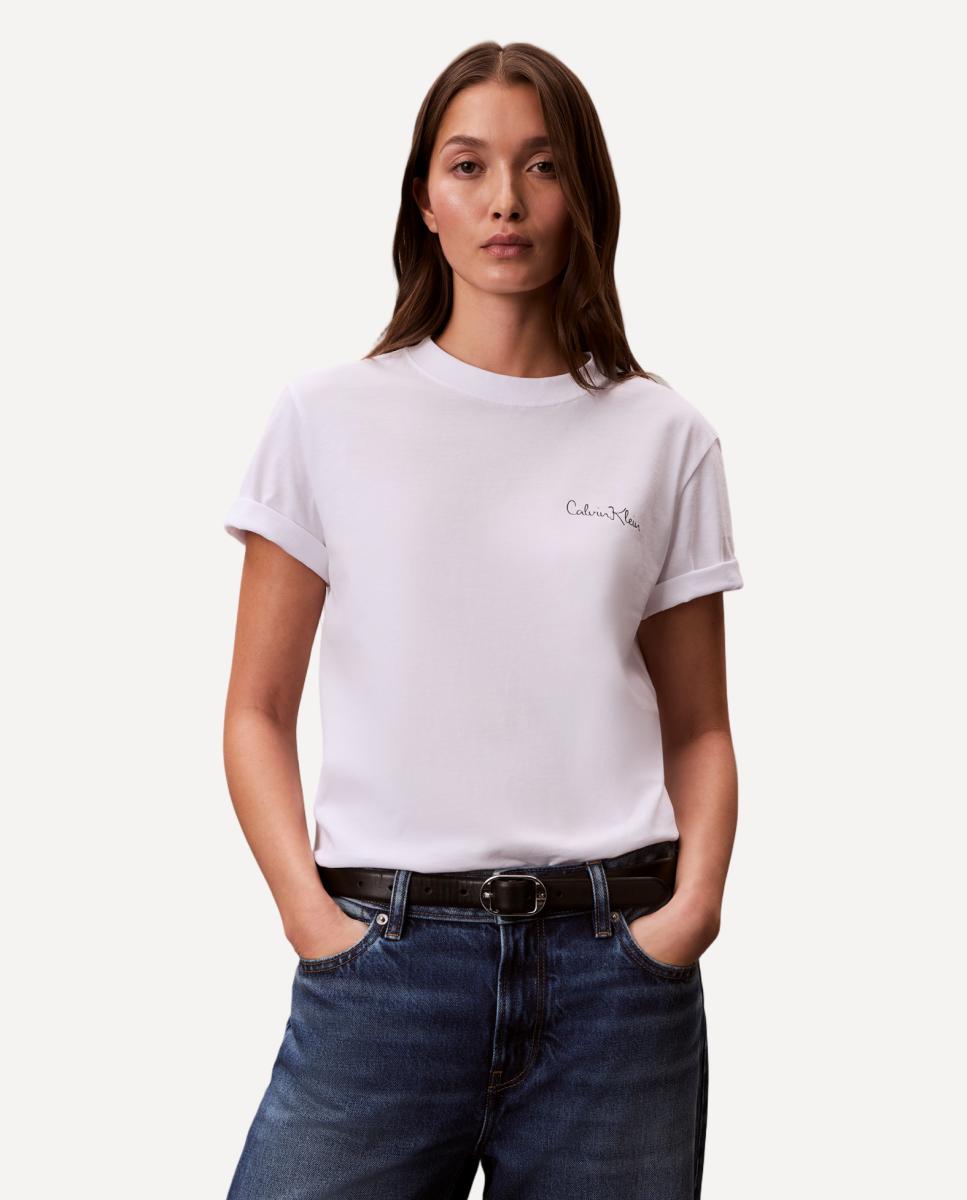 T-shirt com Logótipo Cursivo Branco-1
