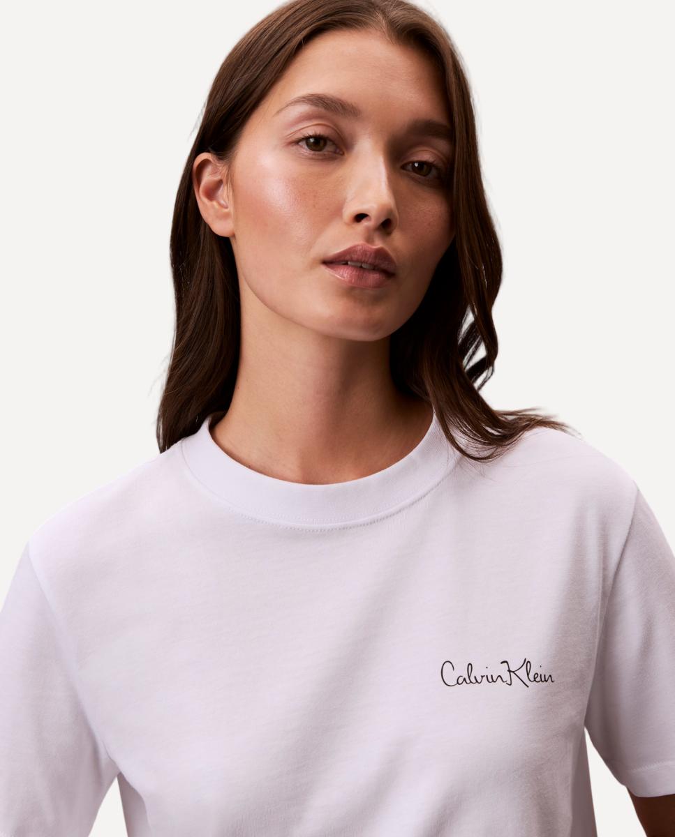 T-shirt com Logótipo Cursivo Branco-2