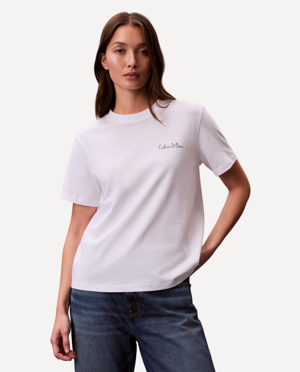 T-shirt com Logótipo Cursivo Branco-4