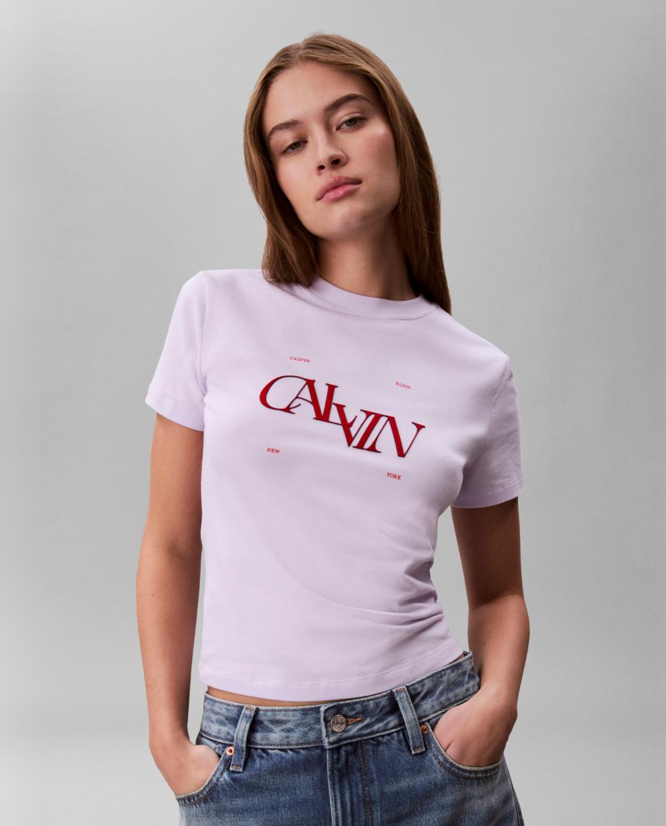 T-shirt Gráfica Slim Fit Lilás-3