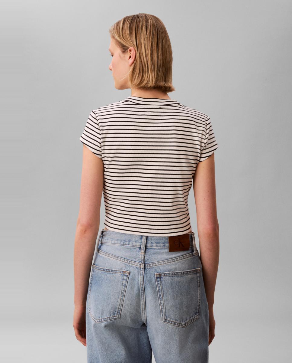 T-shirt às Riscas Branco-2