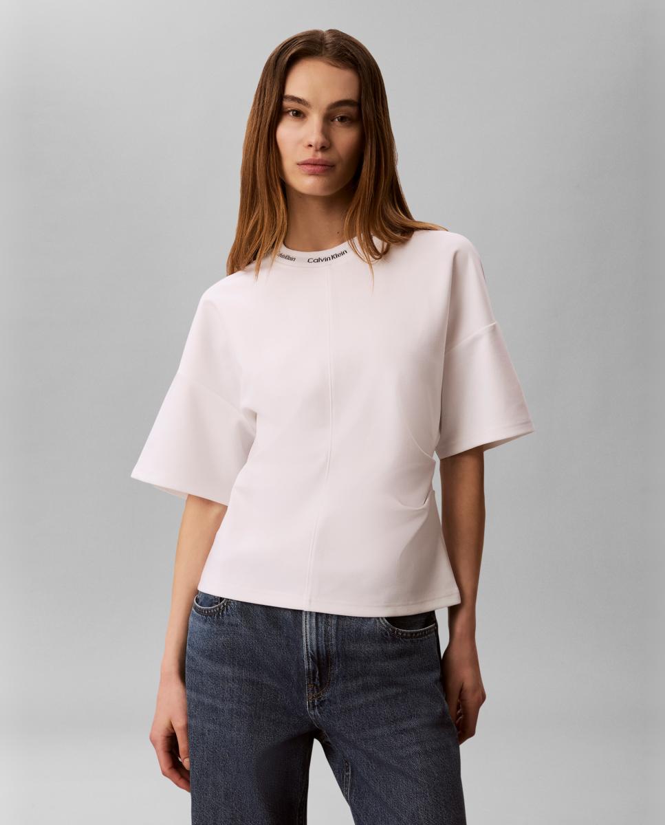 Calvin Klein Jeans - Camiseta mujer con fruncido y logo.
