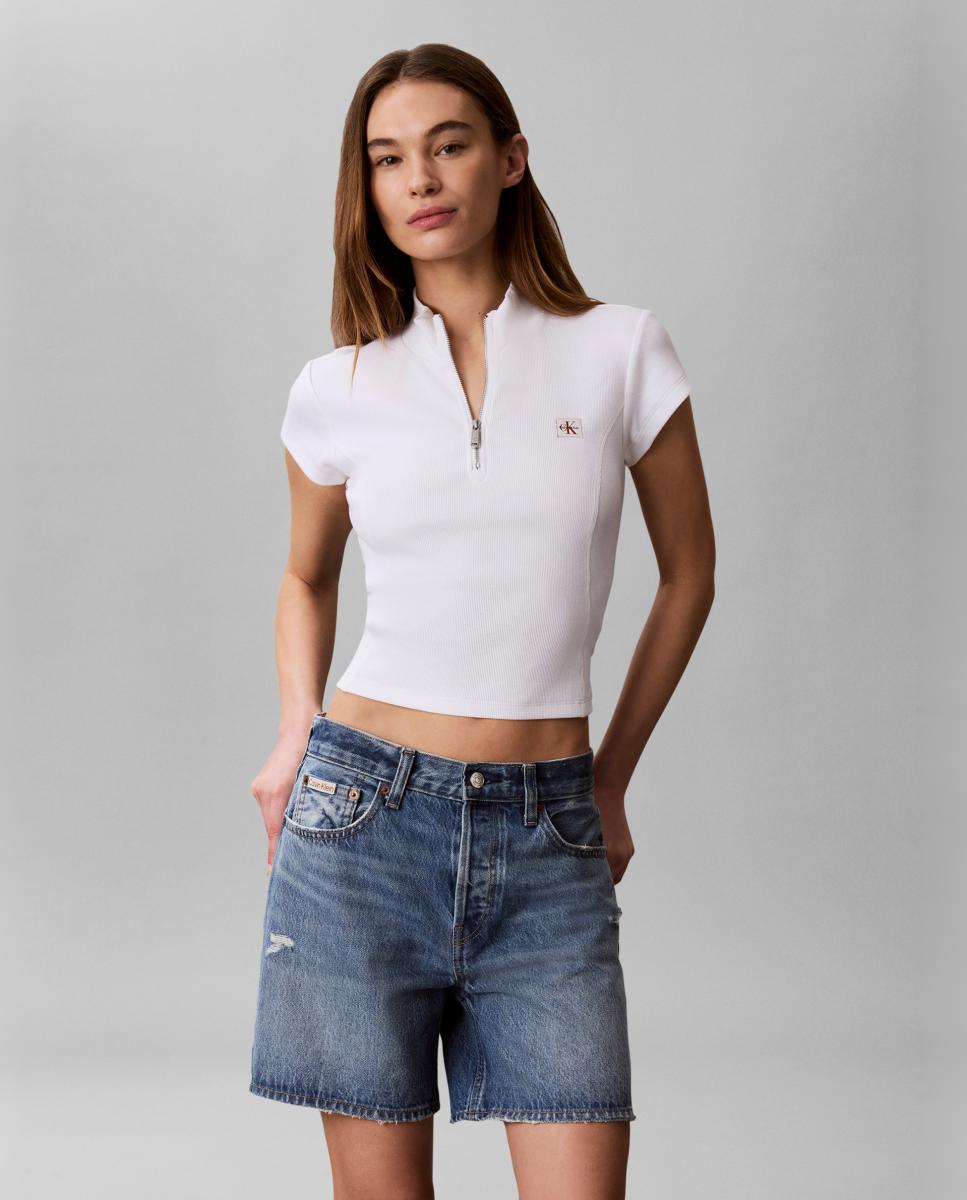 Calvin Klein Jeans - Camiseta mujer con media cremallera.