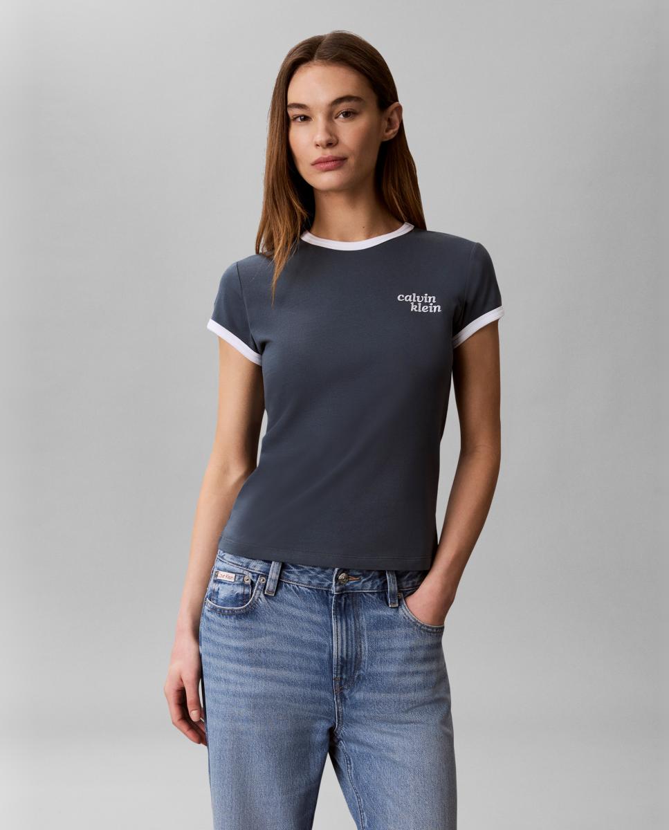 Calvin Klein Jeans - Camiseta mujer fit slim con contraste.