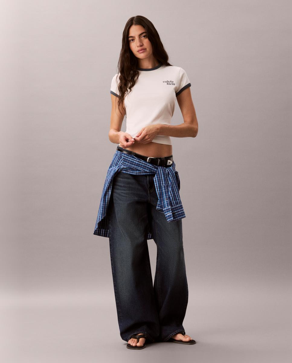 T-shirt Slim Fit com Contraste Cru-2