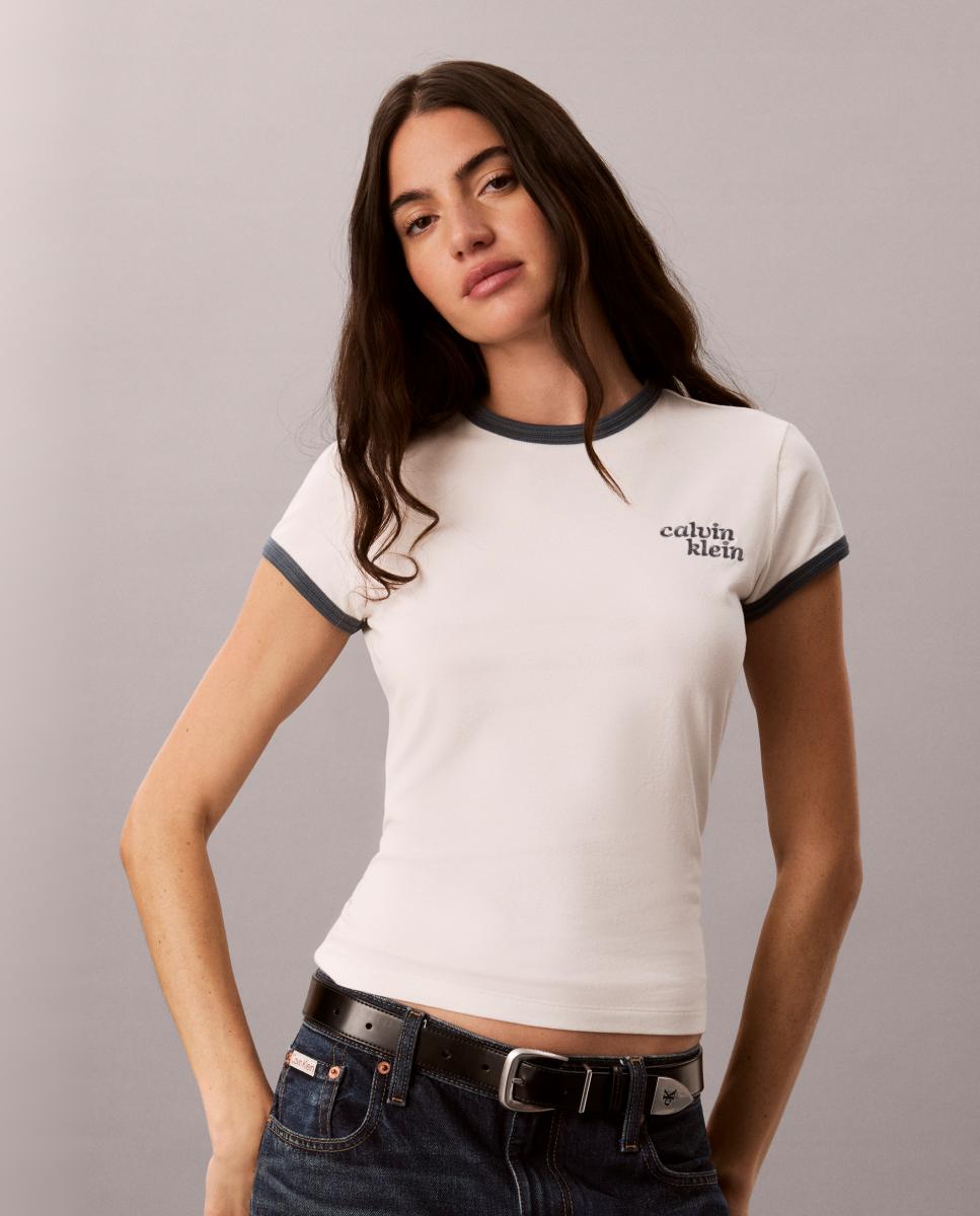 T-shirt Slim Fit com Contraste Cru-6