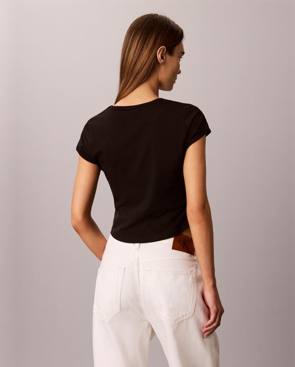 T-shirt Curta com Estampado Gráfico Preto-4