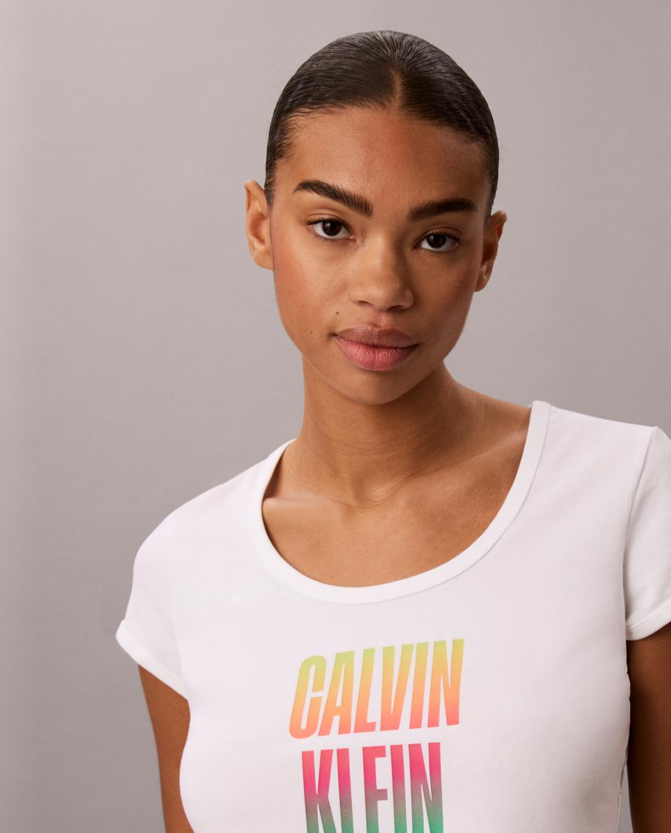 T-shirt Curta com Estampado Gráfico Branco-2