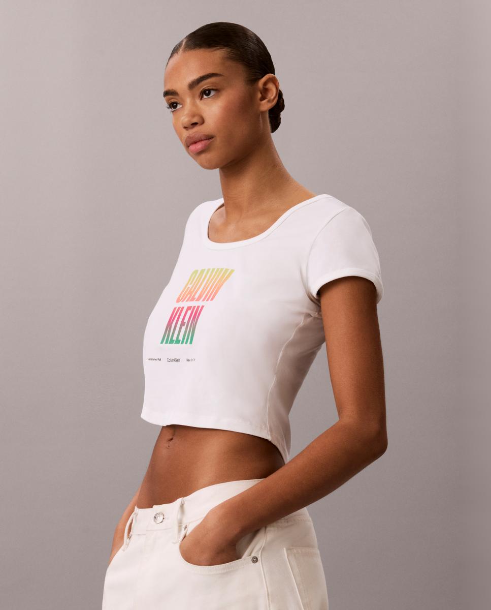T-shirt Curta com Estampado Gráfico Branco-3