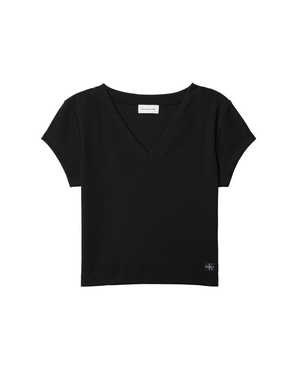 T-shirt Curta Canelada Preto-6