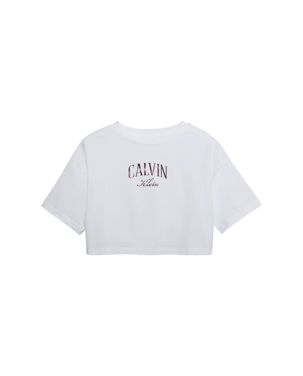 Camiseta de mujer boxy cropped varsity - Calvin Klein Jeans - Blanco Blanco-5