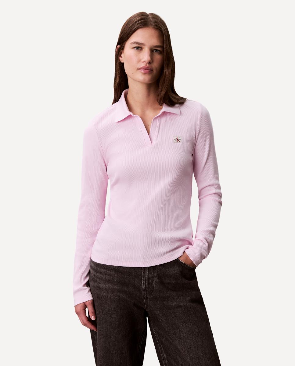 T-shirt com Logótipo de Insígnia Rosa-claro-1