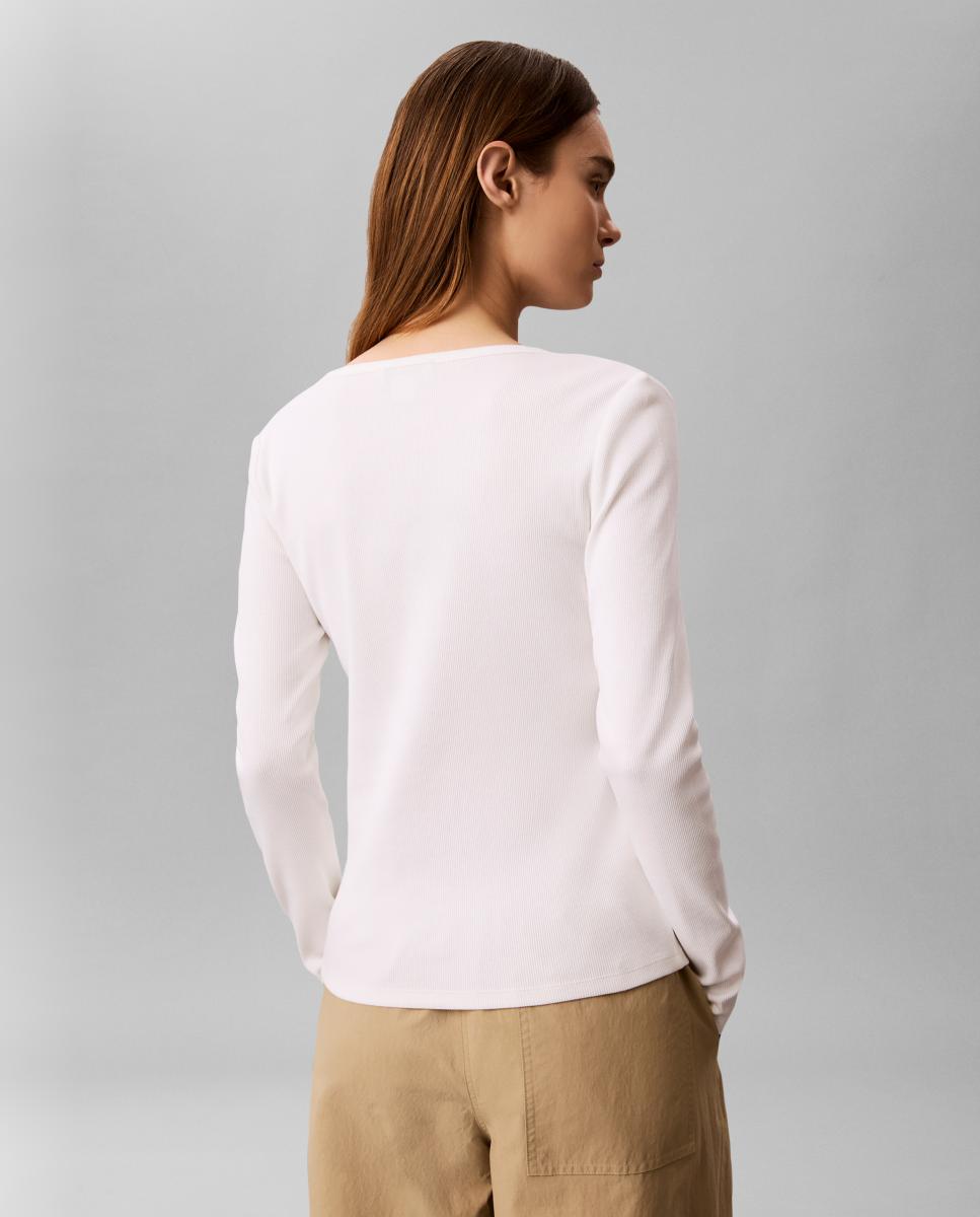 Camiseta de mujer baby rib - Calvin Klein Jeans - Blanco Blanco-2