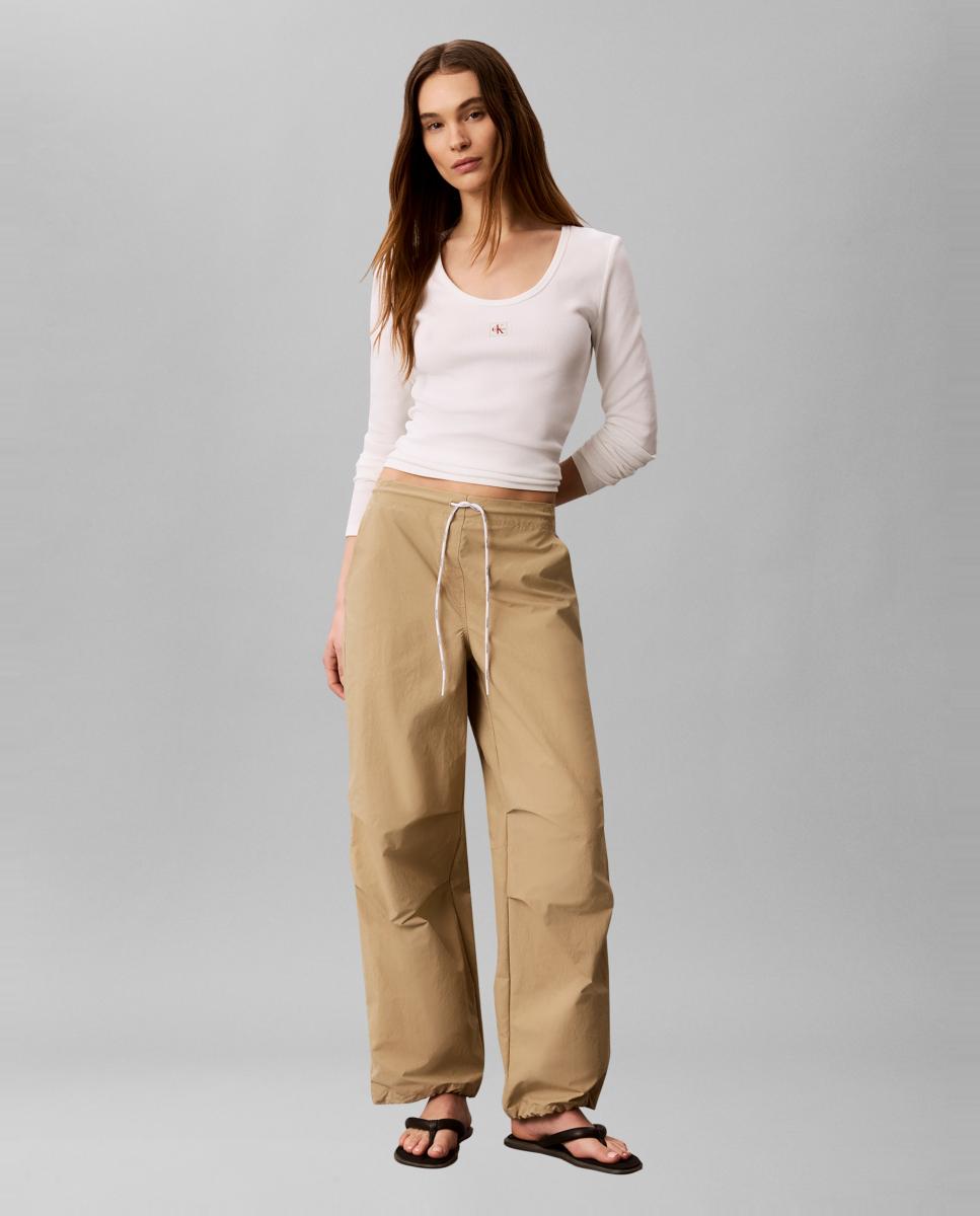 Camiseta de mujer baby rib - Calvin Klein Jeans - Blanco Blanco-6