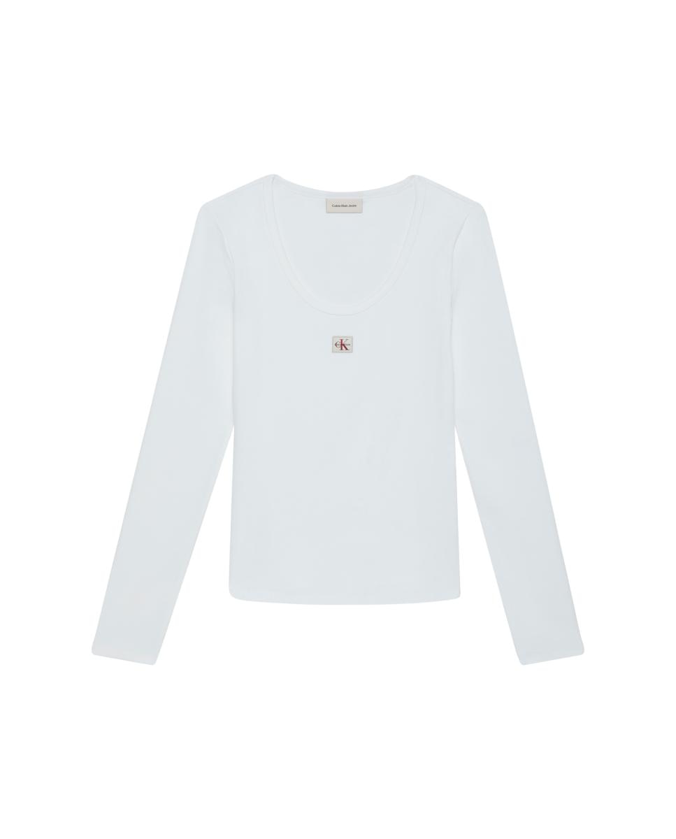 Camiseta de mujer baby rib - Calvin Klein Jeans - Blanco Blanco-5