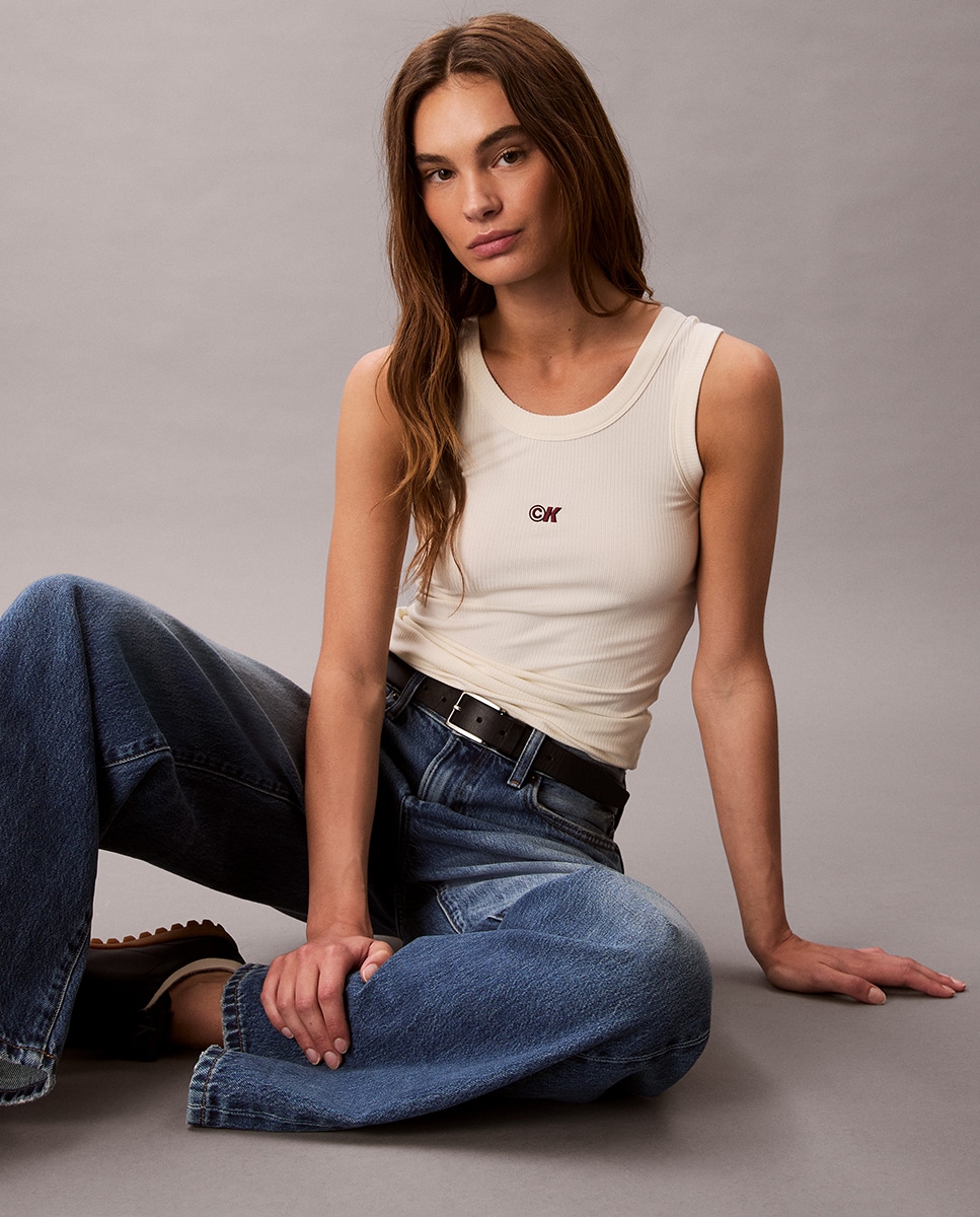 Tank Top com Logótipo Creme-4