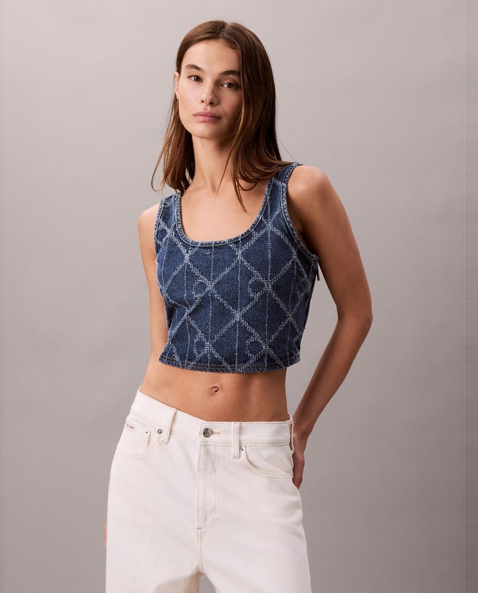 Top de Alças com Estampado Azul-marinho-1