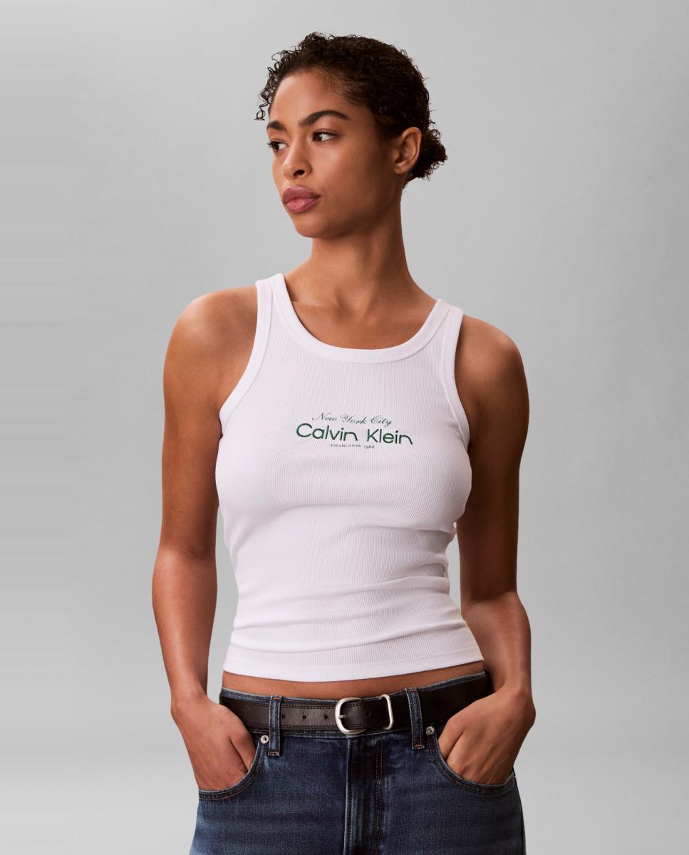T-shirt sem Mangas Branco-4