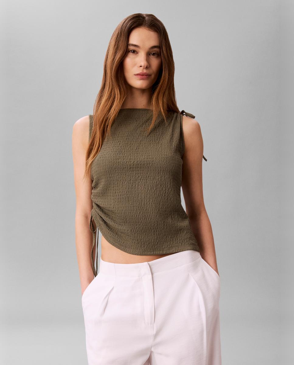 Calvin Klein Jeans - Camiseta mujer con fruncido.