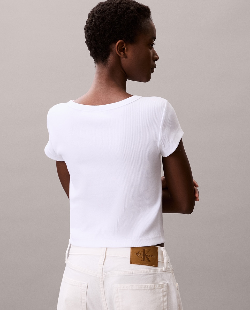 T-shirt Baby Fit com Logótipo Branco-2