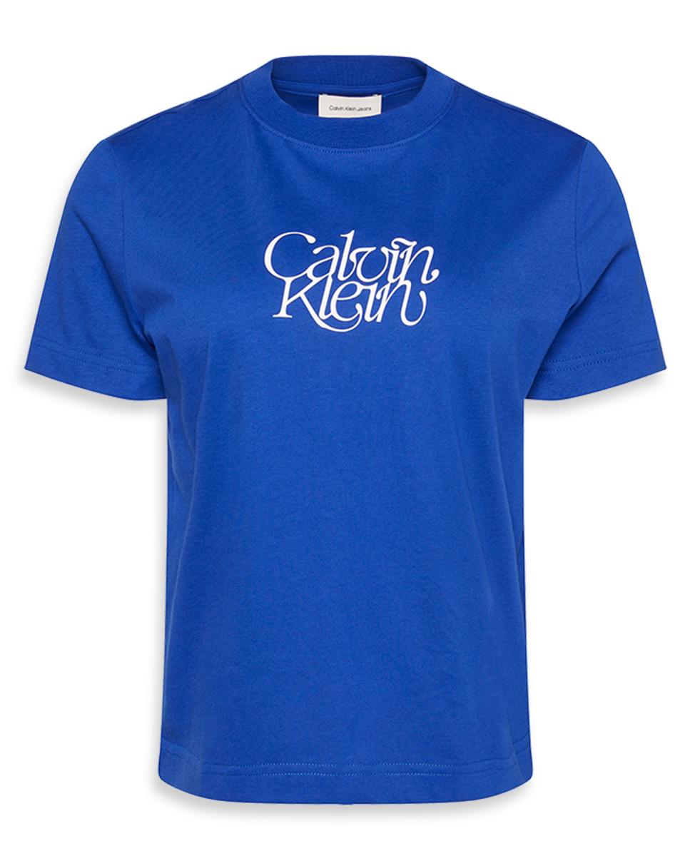 T-shirt com Logótipo em Cursivo Azul-6