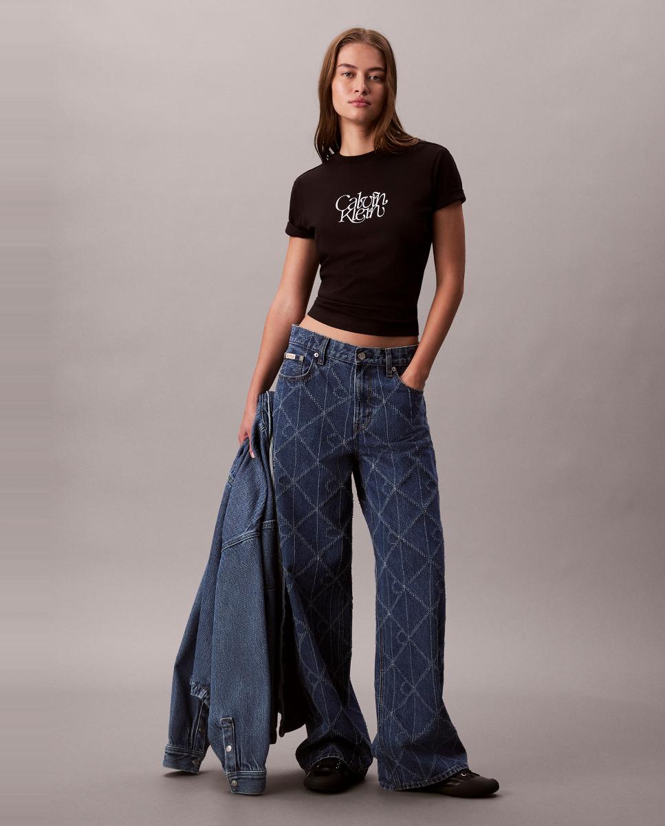 T-shirt com Logótipo em Cursivo Preto-2