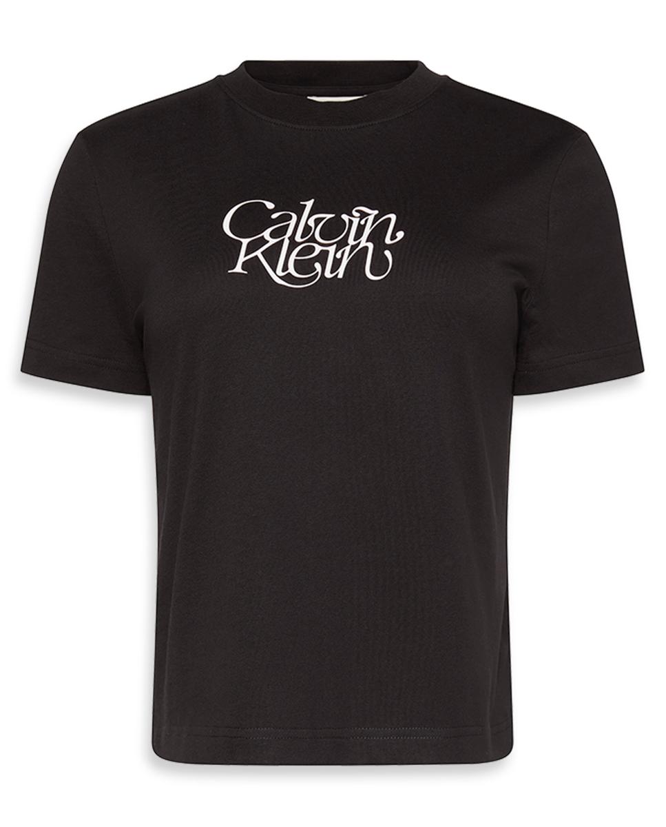 T-shirt com Logótipo em Cursivo Preto-6