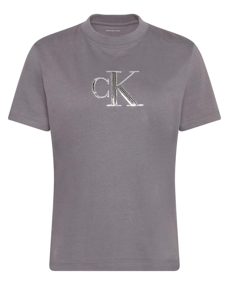 T-shirt com Logótipo de Lantejoulas Cinzento-6