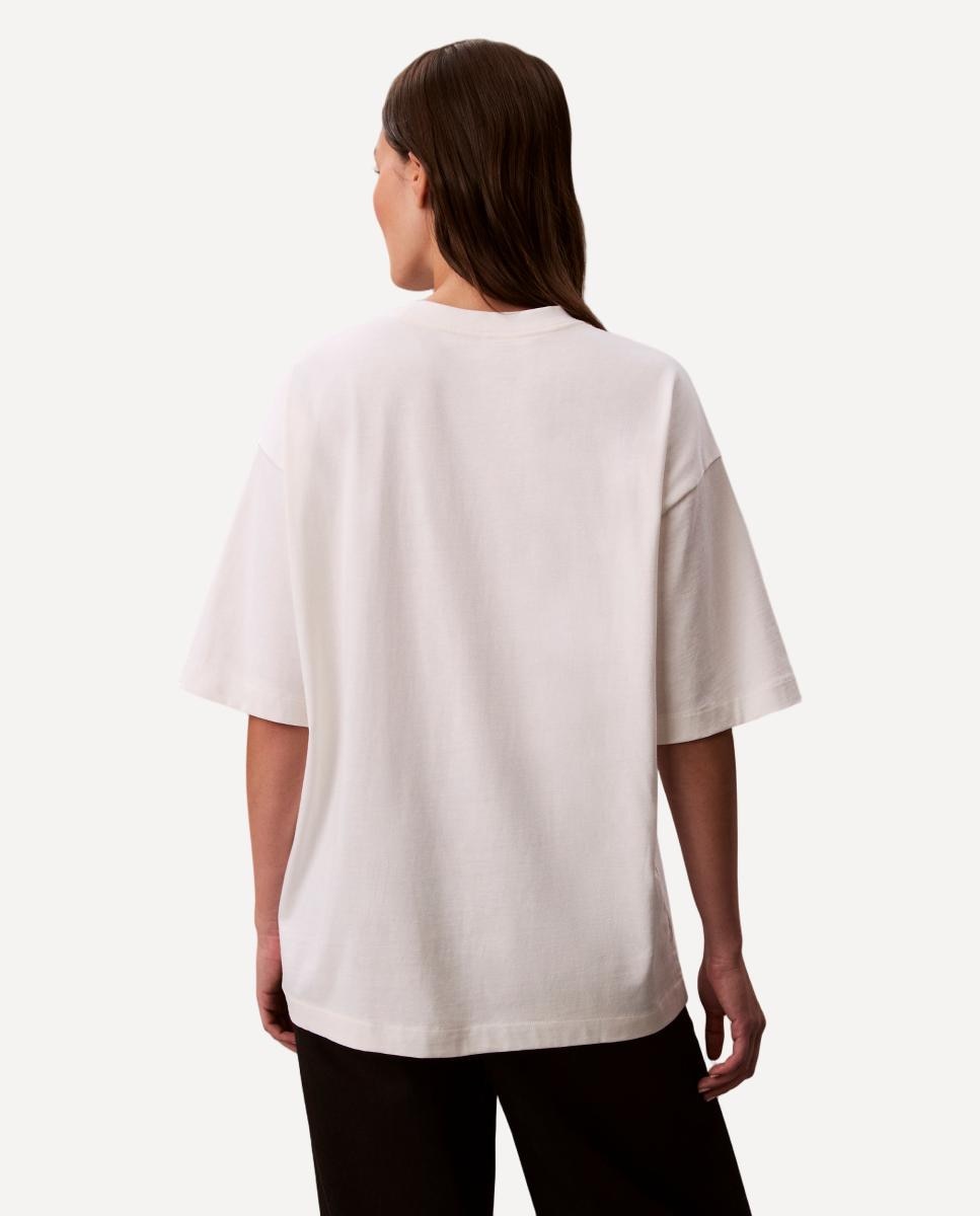 T-shirt Relaxed com Logótipo de Lantejoulas Branco-4