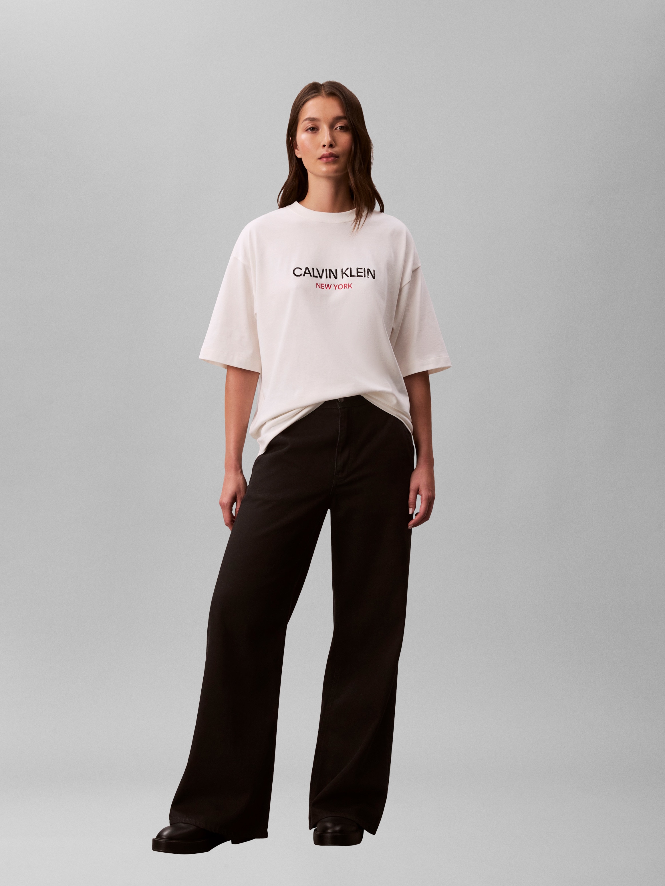 T-shirt Relaxed com Logótipo de Lantejoulas Branco-6