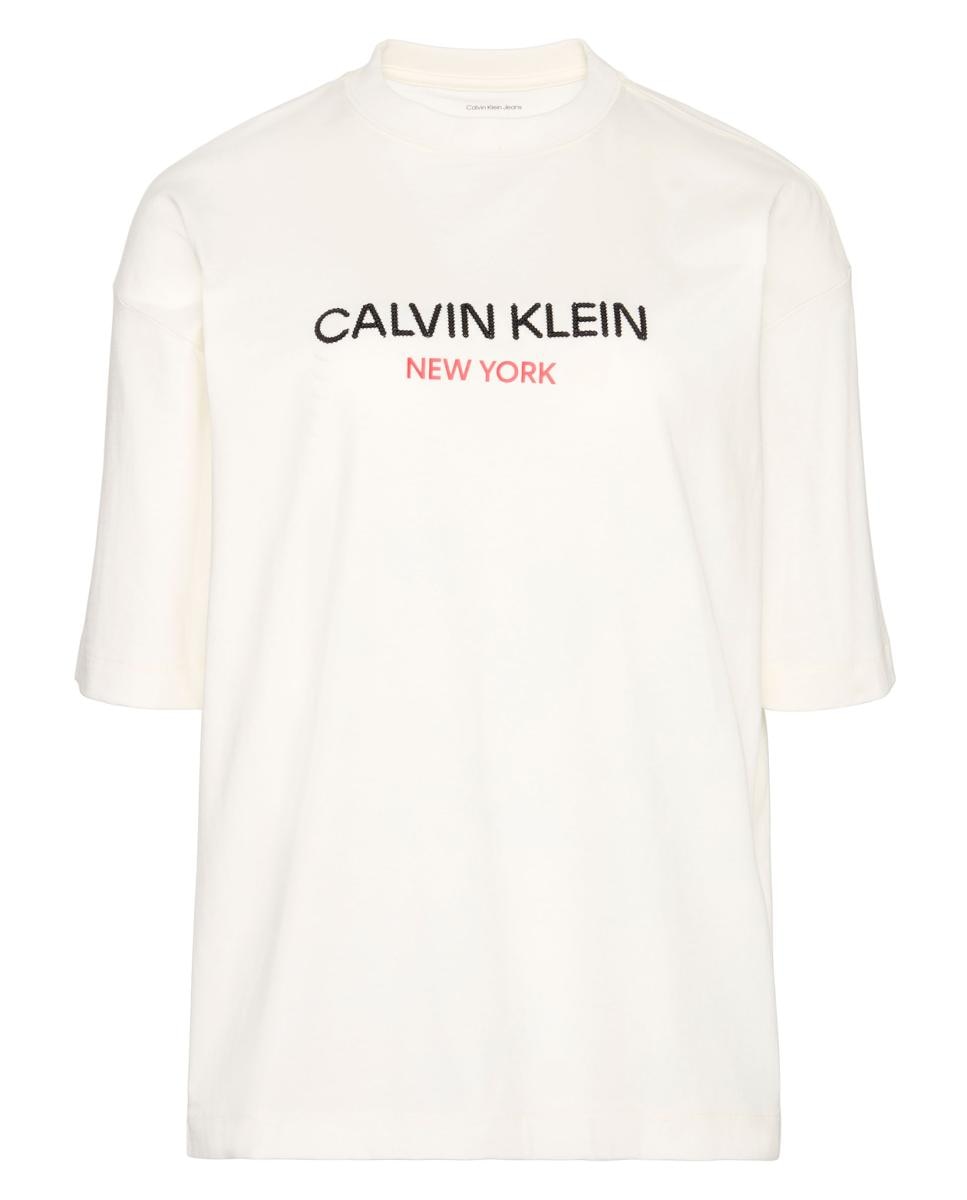 T-shirt Relaxed com Logótipo de Lantejoulas Branco-5