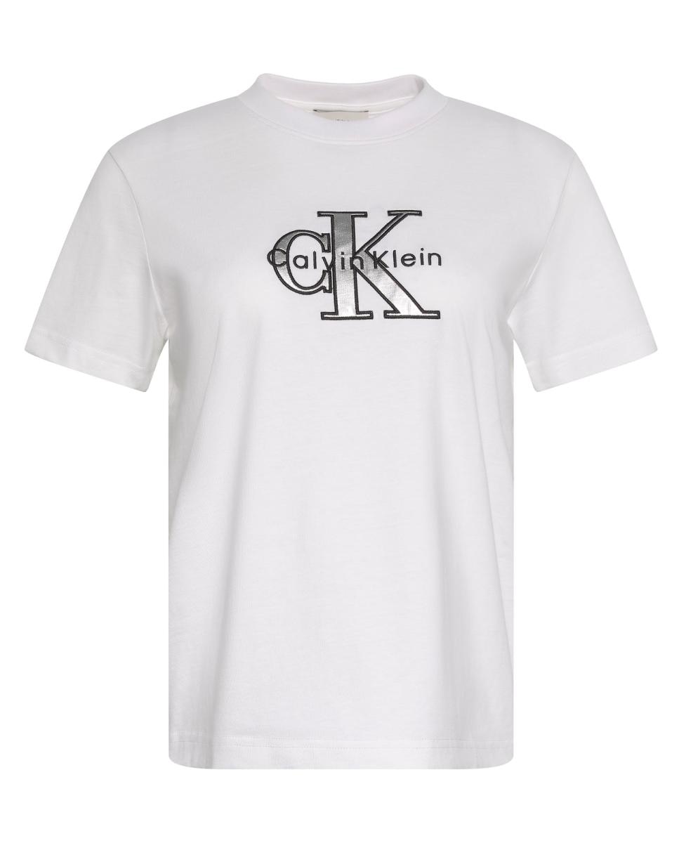 T-shirt com Monograma Metálico Branco-5