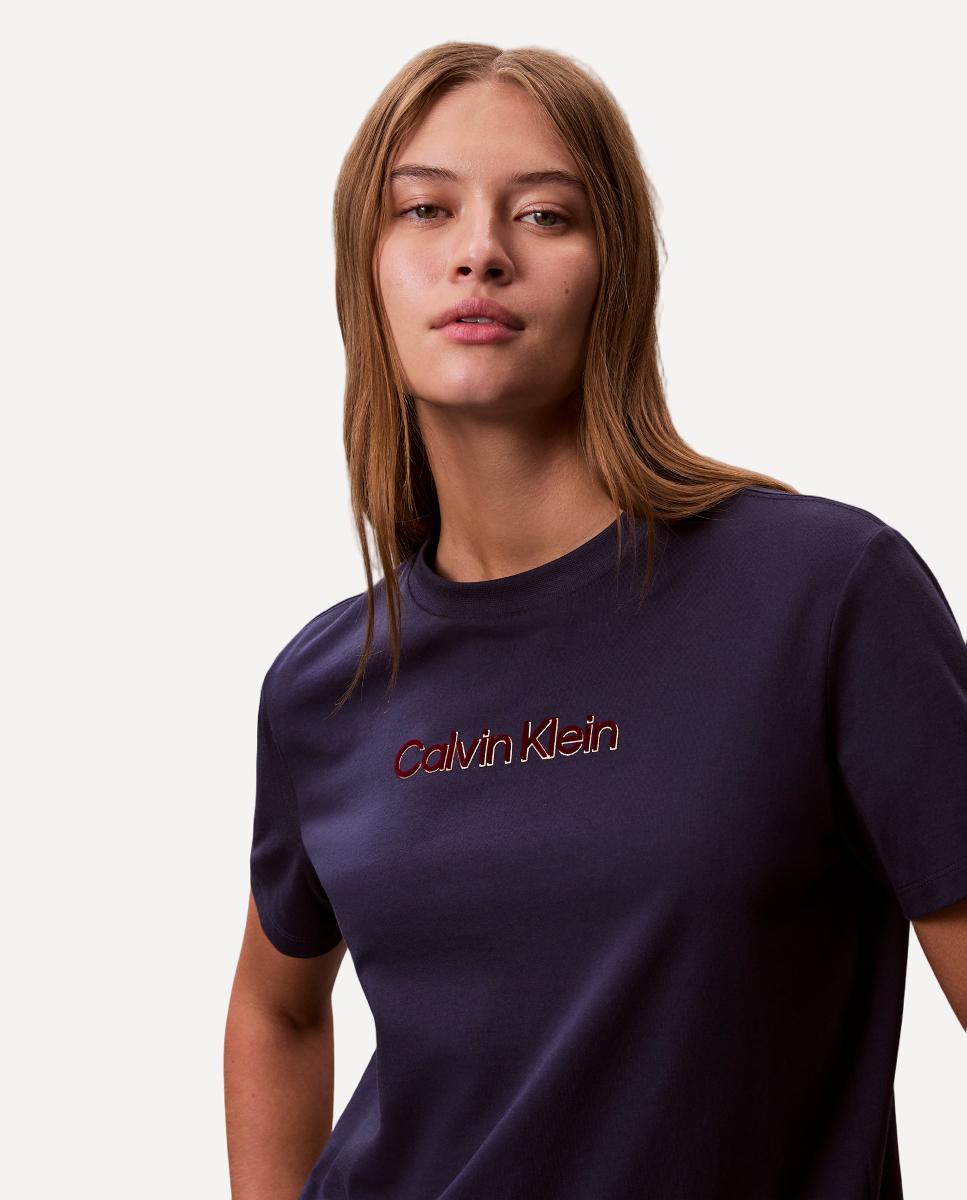 T-shirt com Logótipo Clássico Azul-3