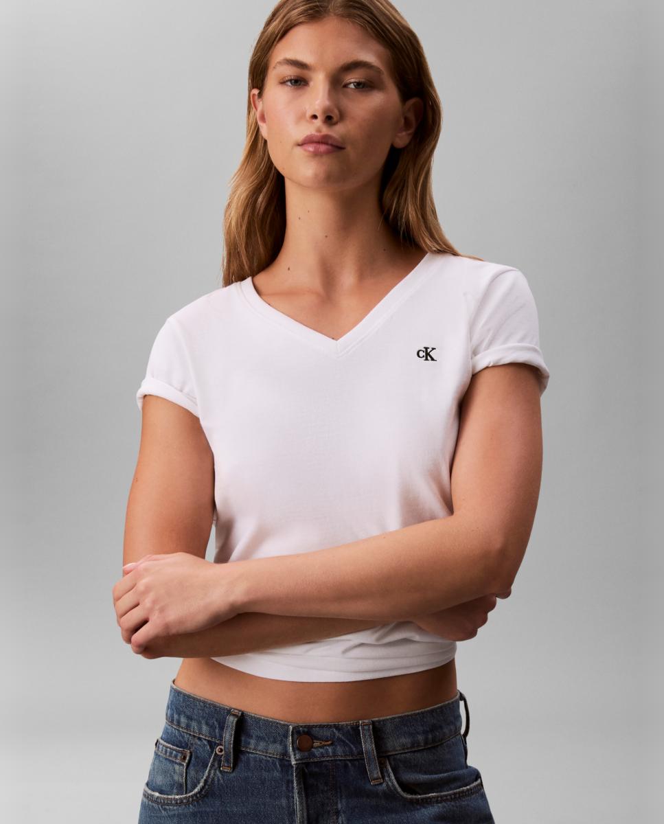 T-shirt com Logótipo de Monograma Branco-4