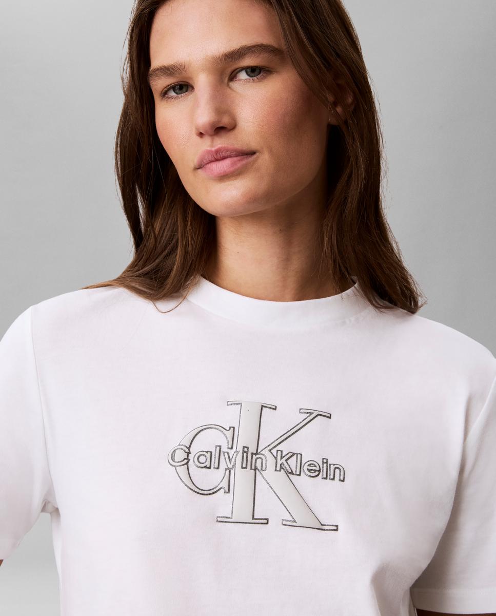 Camiseta de mujer monologo clásica - Calvin Klein Jeans - Blanco Blanco-4