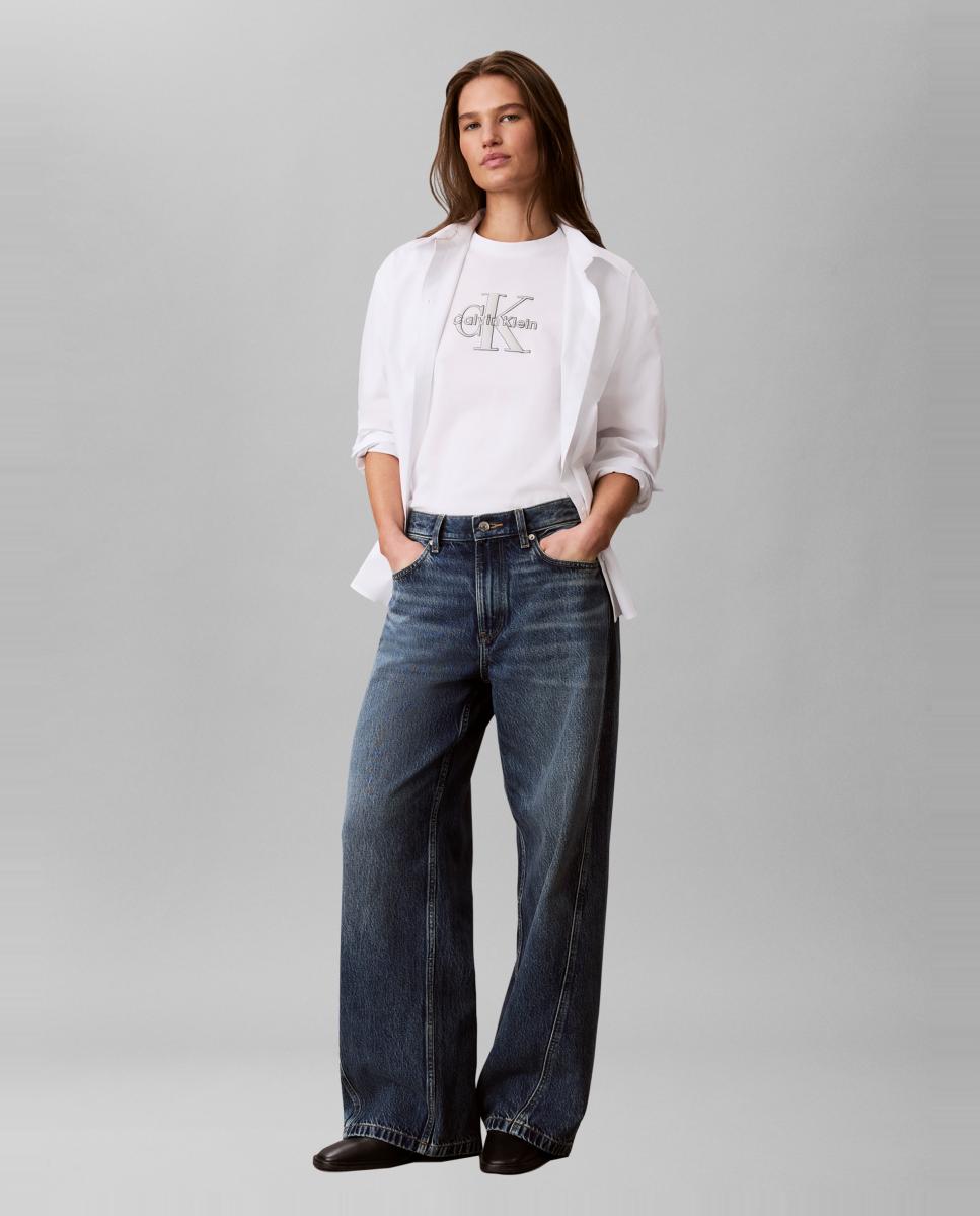 Camiseta de mujer monologo clásica - Calvin Klein Jeans - Blanco Blanco-5