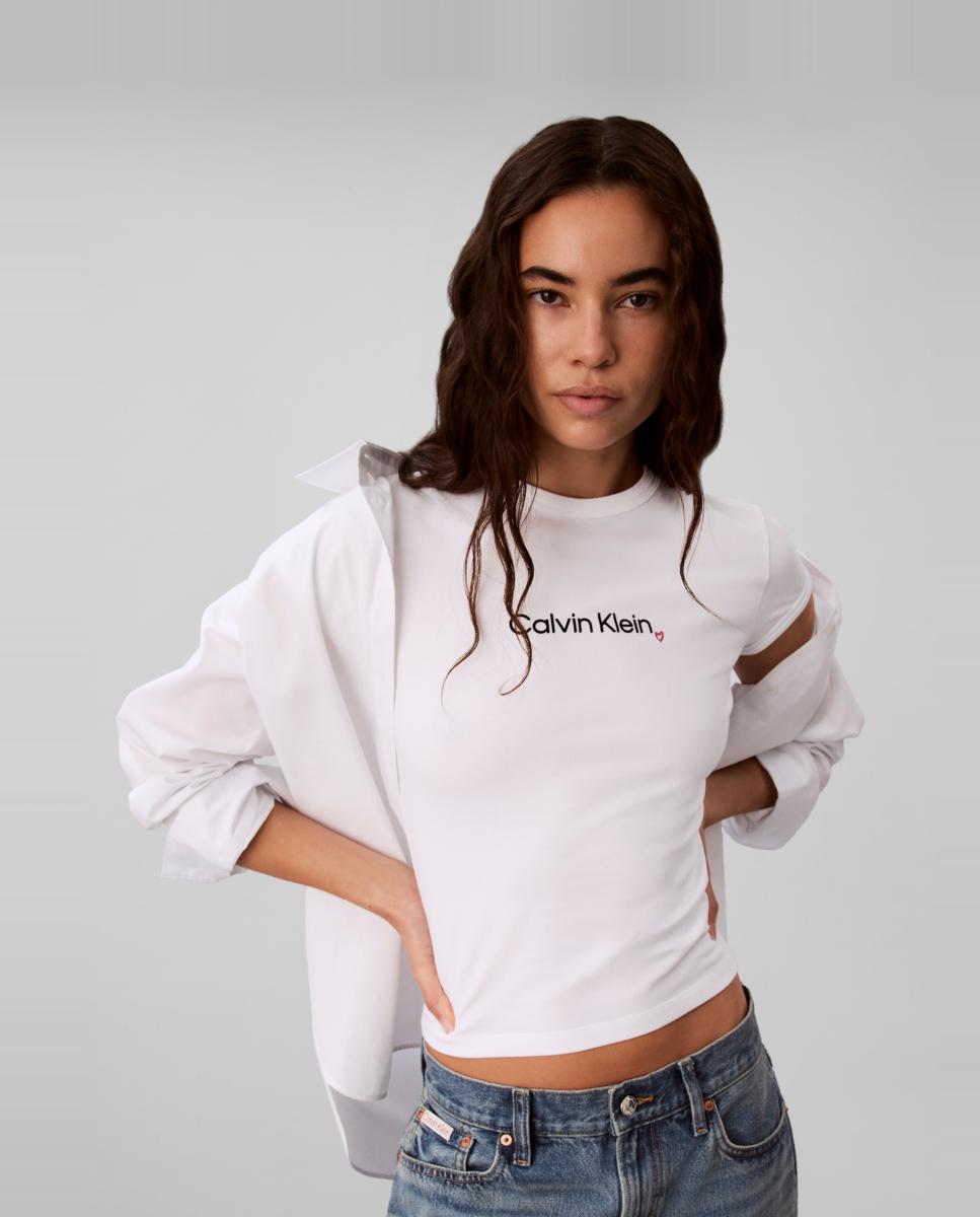 Camiseta de mujer slim fit - Calvin Klein Jeans - Blanco Blanco-5