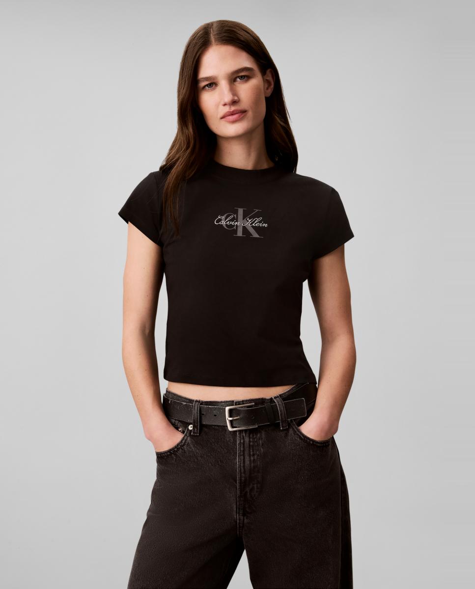 Camiseta de mujer slim fit - Calvin Klein Jeans - Negro Negro-1