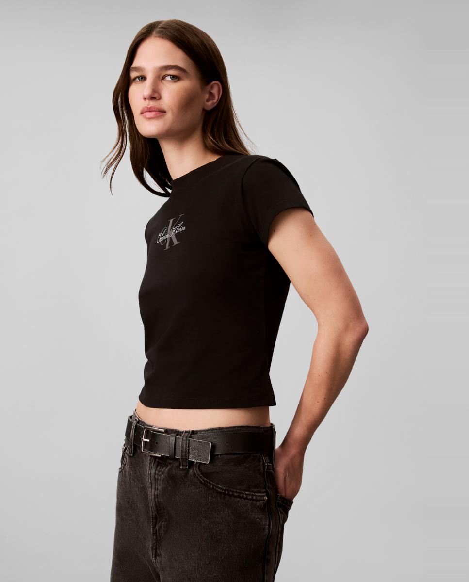 Camiseta de mujer slim fit - Calvin Klein Jeans - Negro Negro-3