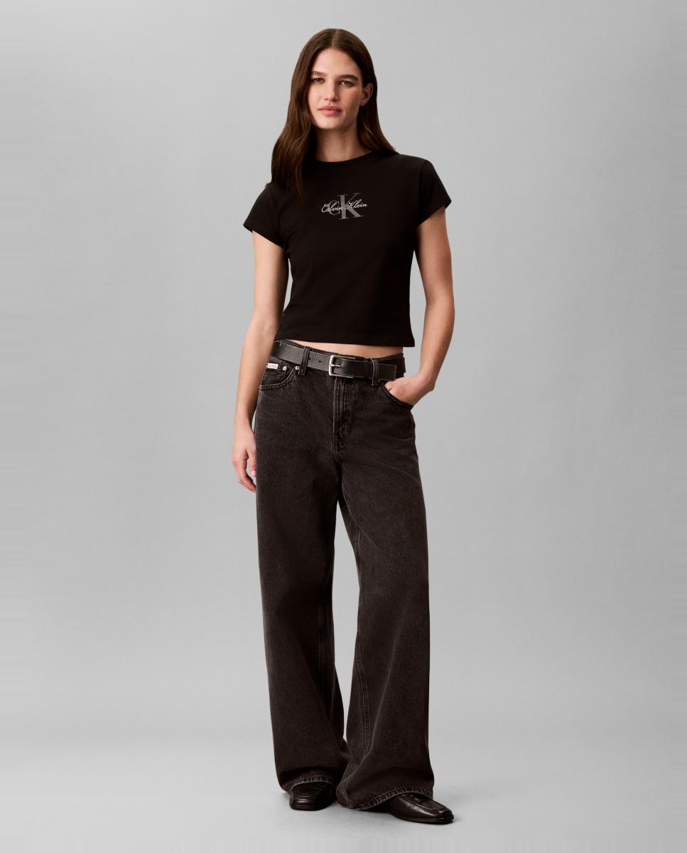 Camiseta de mujer slim fit - Calvin Klein Jeans - Negro Negro-6