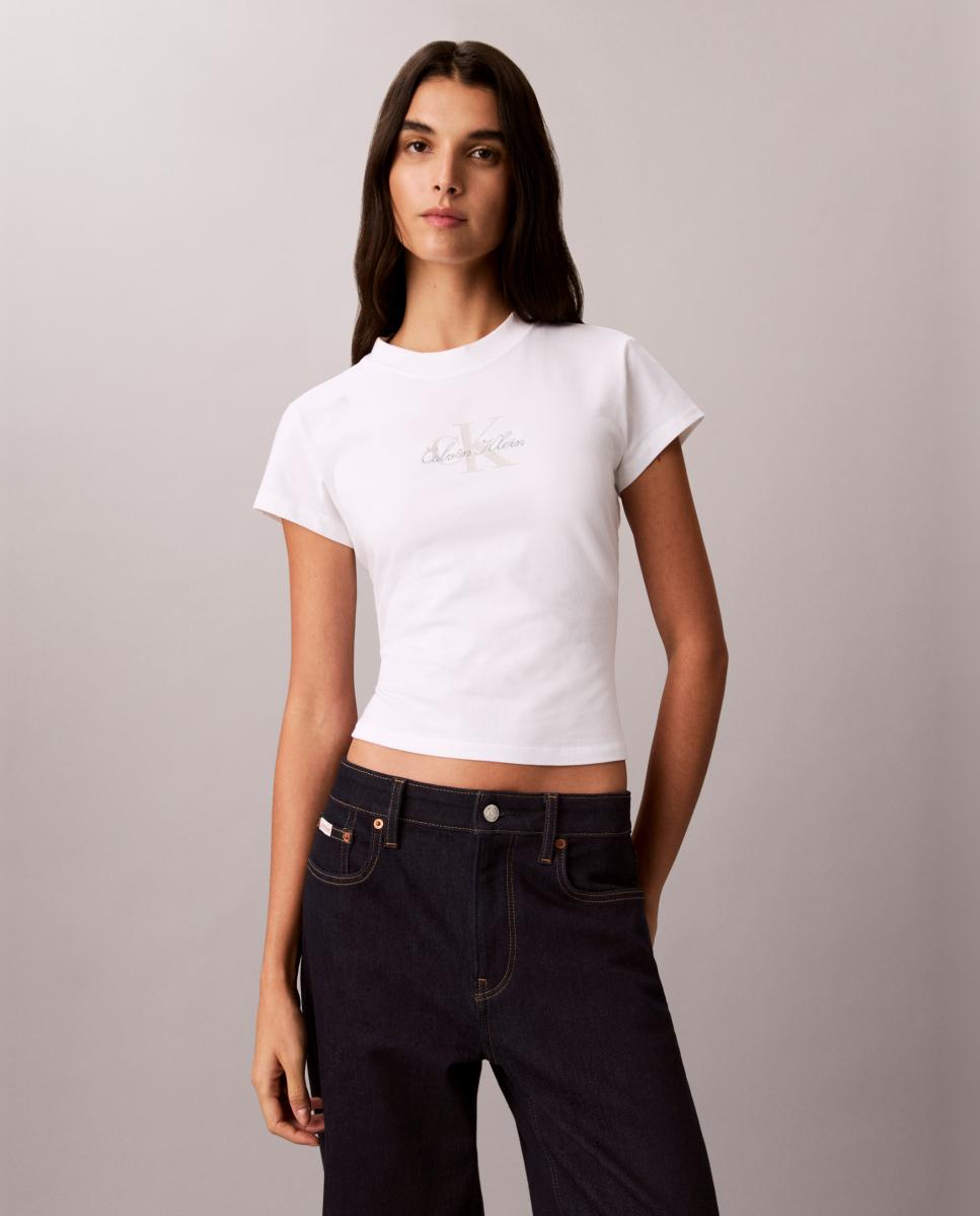 Camiseta de mujer slim fit - Calvin Klein Jeans - Blanco Blanco-1