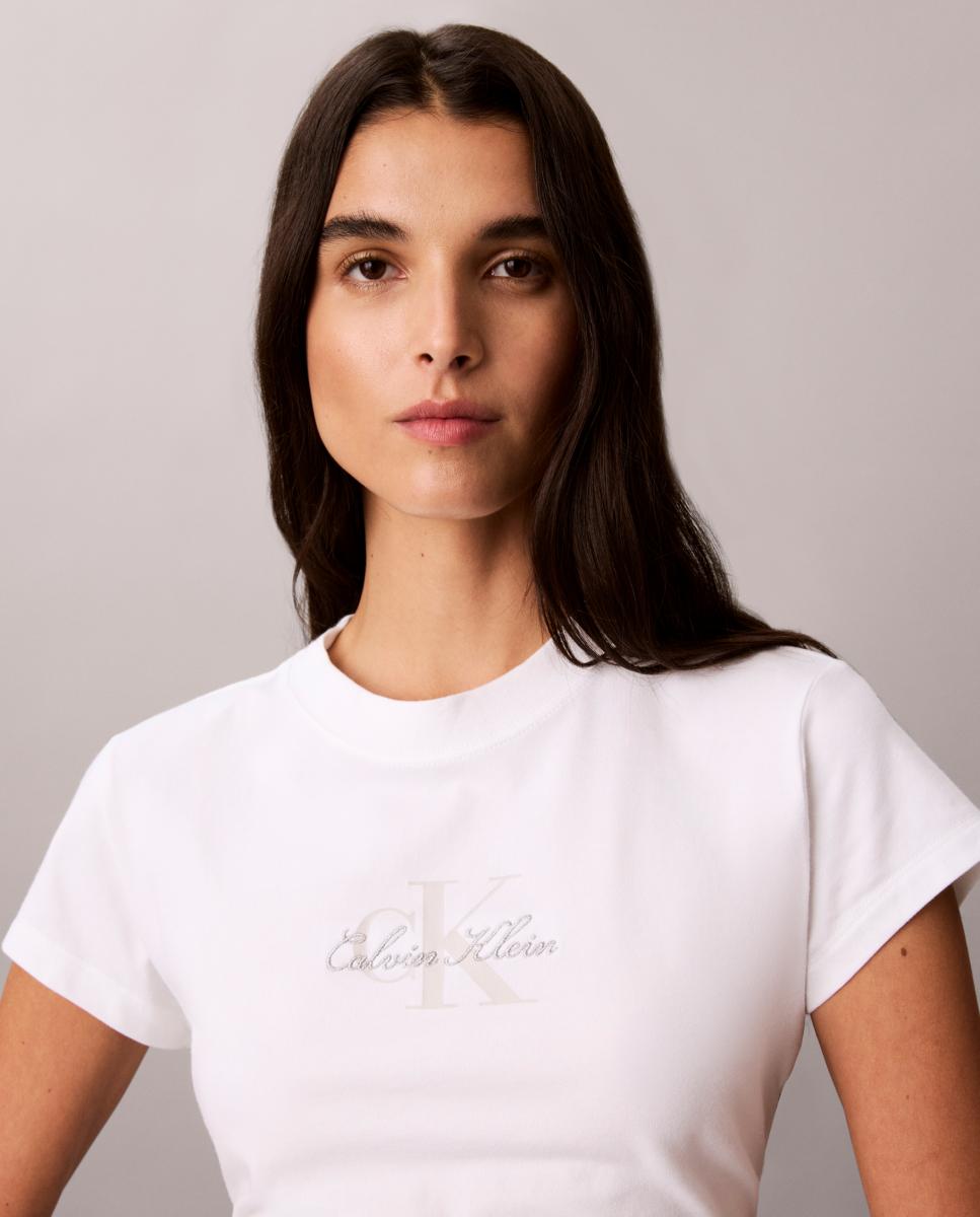 Camiseta de mujer slim fit - Calvin Klein Jeans - Blanco Blanco-3