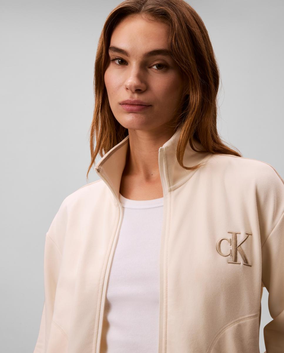 Casaco Desportivo com Fecho de Correr Creme-4