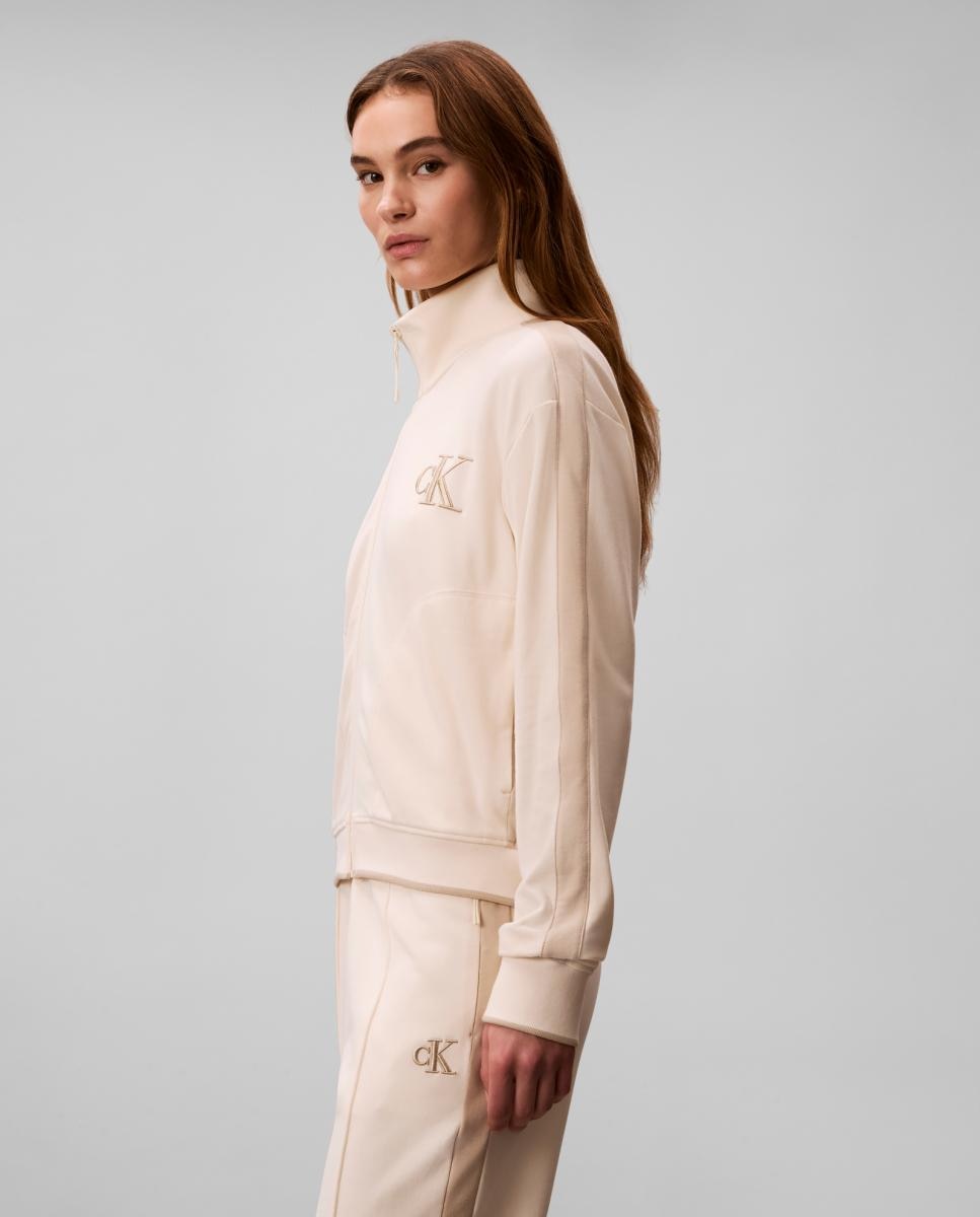 Casaco Desportivo com Fecho de Correr Creme-5