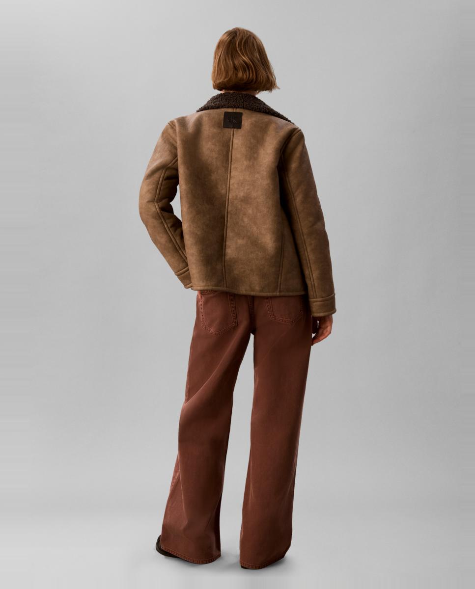 Casaco Shearling Aviador Castanho-3